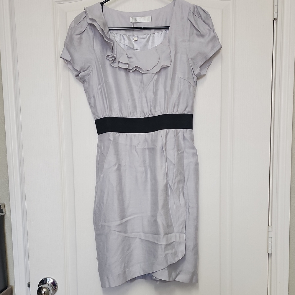 Gray Puff Sleeve Sheath Mini Dress